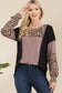 Celeste Full Size Leopard Color Block Exposed Seam T-Shirt Tops Scarlet Avenue   