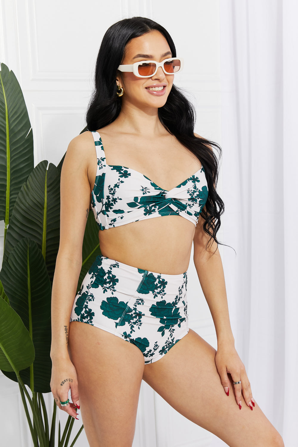 Marina West Swim Take A Dip Twist High-Rise Bikini in Forest Swimwear Scarlet Avenue   