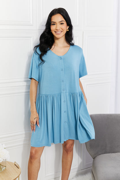 Yelete Full Size Oh Sweet Spring Button Up Flare Dress Dresses Scarlet Avenue Sky Blue S 