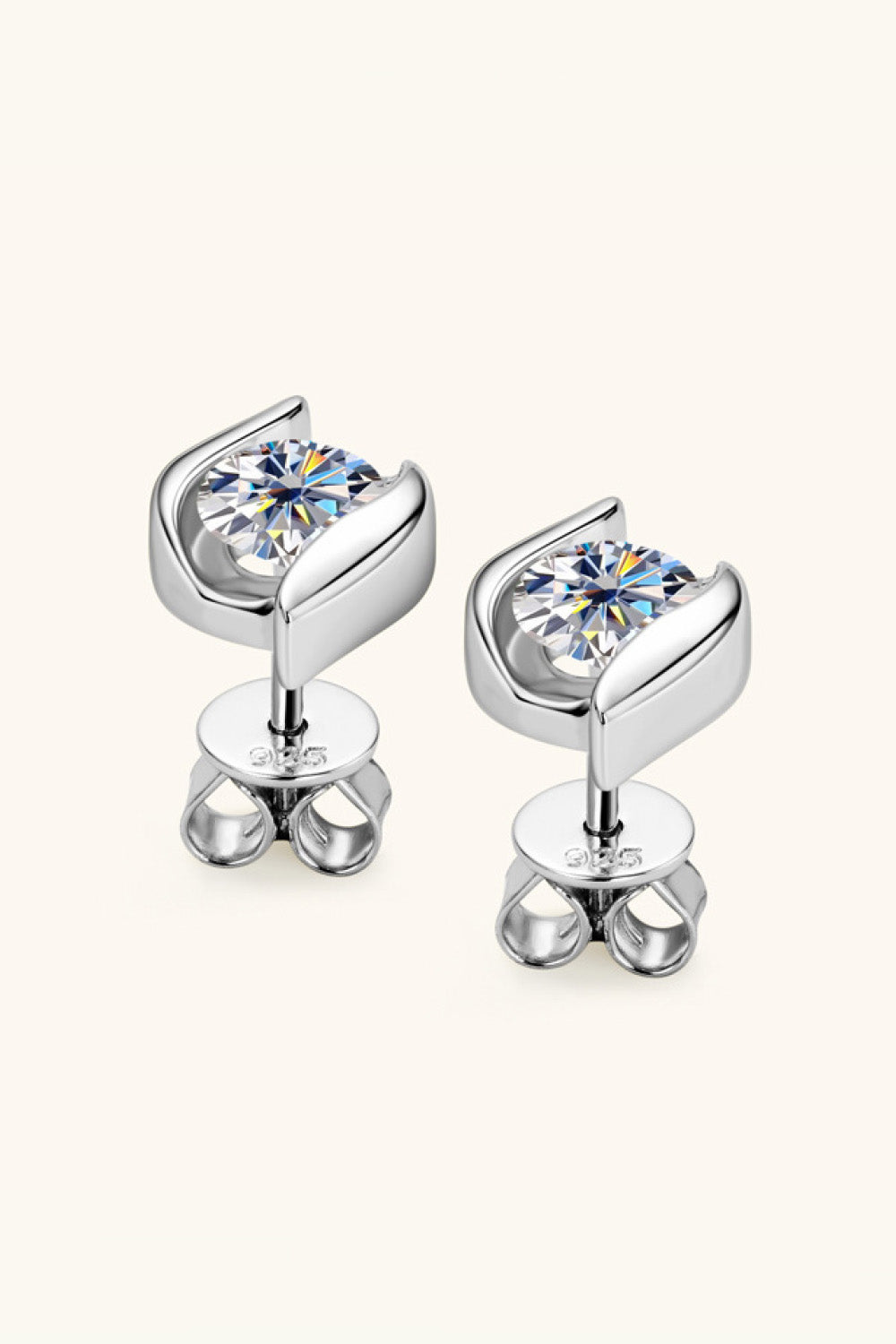 1 Carat Moissanite 925 Sterling Silver Stud Earrings Accessories Trendsi Silver One Size 