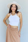 Doublju Comfort Princess Full Size High Waist Scoop Hem Maxi Skirt in Tan Bottoms Scarlet Avenue   