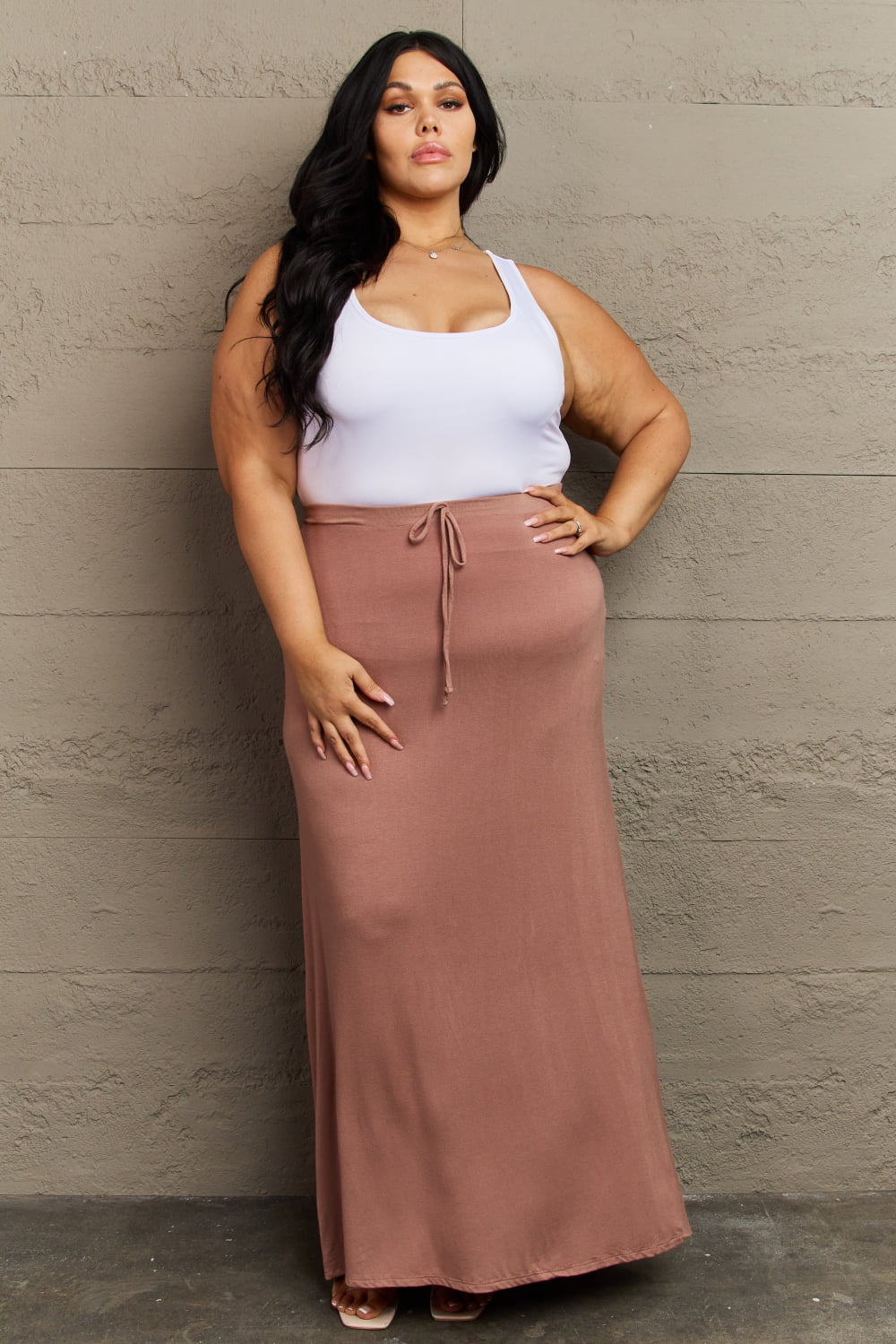 Culture Code For The Day Full Size Flare Maxi Skirt in Chocolate Bottoms Trendsi   