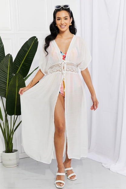 Marina West Swim Sun Goddess Tied Maxi Cover-Up Swimwear Scarlet Avenue White One Size 