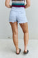 RISEN Katie Full Size High Waisted Distressed Shorts in Ice Blue Bottoms Scarlet Avenue   