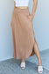 Doublju Comfort Princess Full Size High Waist Scoop Hem Maxi Skirt in Tan Bottoms Scarlet Avenue   