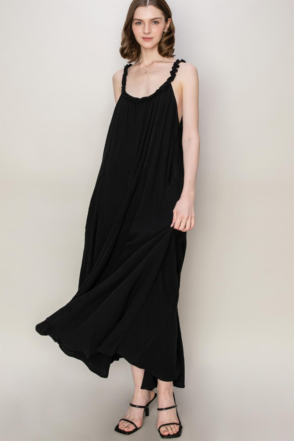 HYFVE Frill Sleeveless A-Line Maxi Dress Dresses Scarlet Avenue   