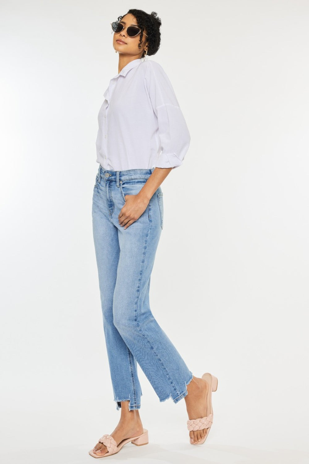 Kancan High Waist Raw Hem Straight Jeans Bottoms Scarlet Avenue   