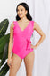 Marina West Swim Full Size Float On Ruffle Faux Wrap One-Piece in Pink Swimwear Scarlet Avenue   