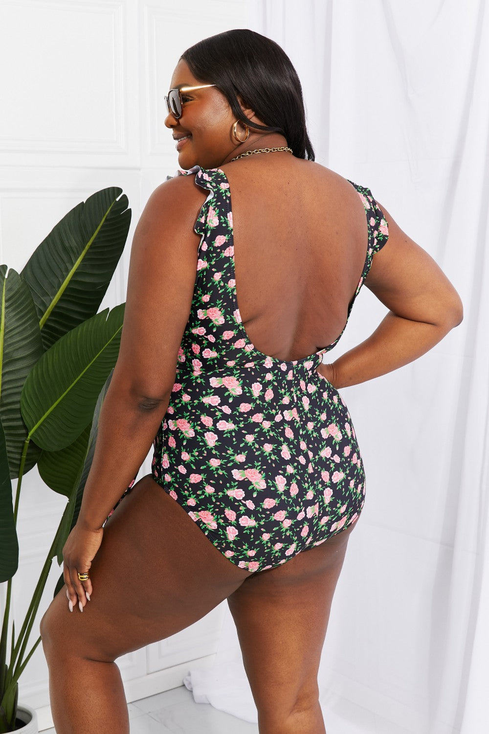 Marina West Swim Full Size Float On Ruffle Faux Wrap One-Piece in Floral Swimwear Scarlet Avenue   