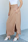 Doublju Comfort Princess Full Size High Waist Scoop Hem Maxi Skirt in Tan Bottoms Scarlet Avenue   