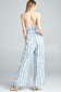 Cotton Bleu by Nu Label Tie Front Striped Sleeveless Jumpsuit Dresses Scarlet Avenue   