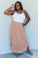 Doublju Comfort Princess Full Size High Waist Scoop Hem Maxi Skirt in Tan Bottoms Scarlet Avenue   