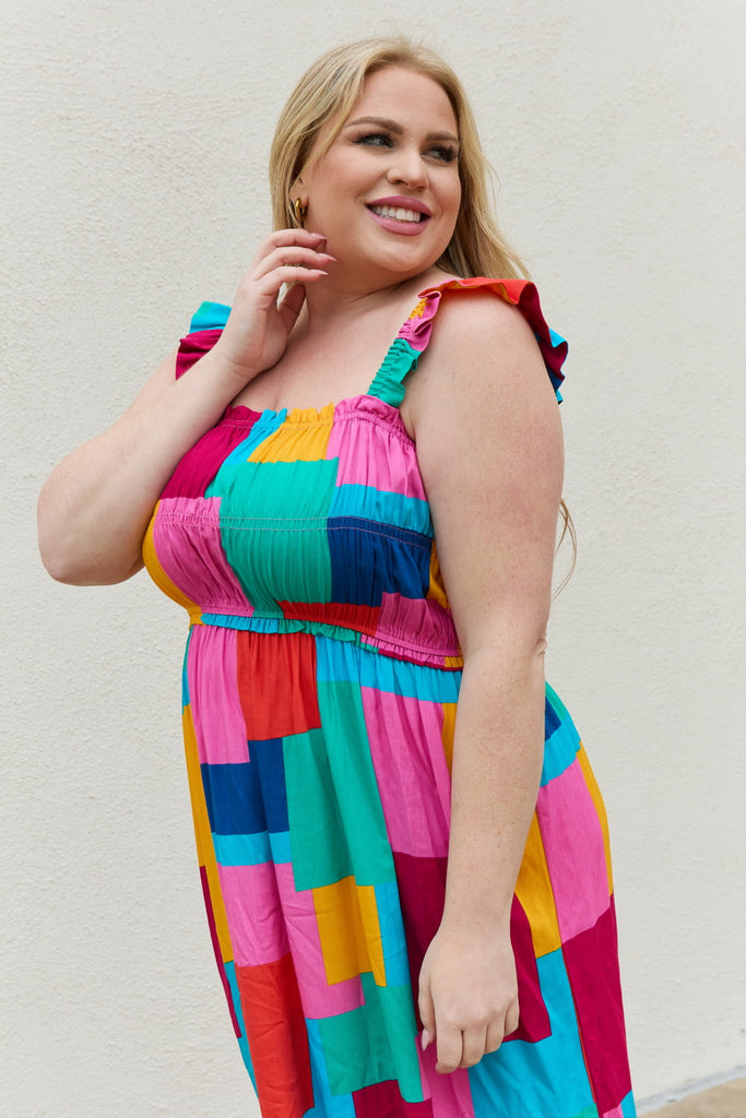 And The Why Multicolored Square Print Summer Dress - Scarlet Avenue