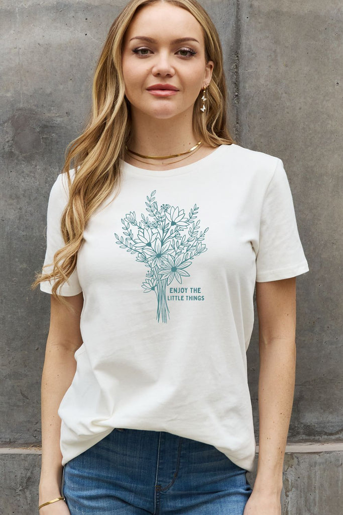 Simply Love Full Size ENJOY THE LITTLE THINGS Graphic Cotton Tee - Scarlet Avenue