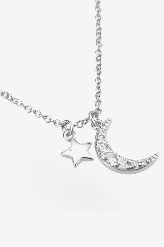 Zircon Star and Moon Pendant Necklace - Scarlet Avenue