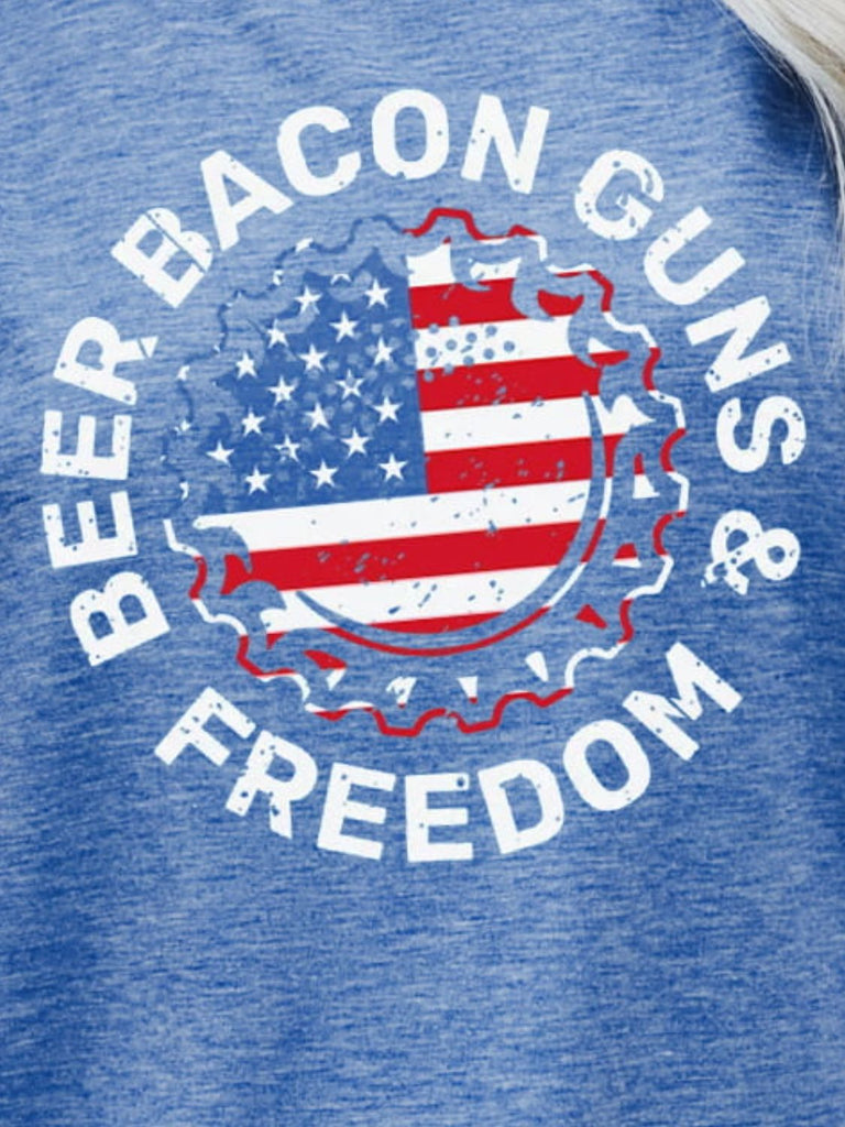 BEER BACON GUNS & FREEDOM US Flag Graphic Tee - Scarlet Avenue