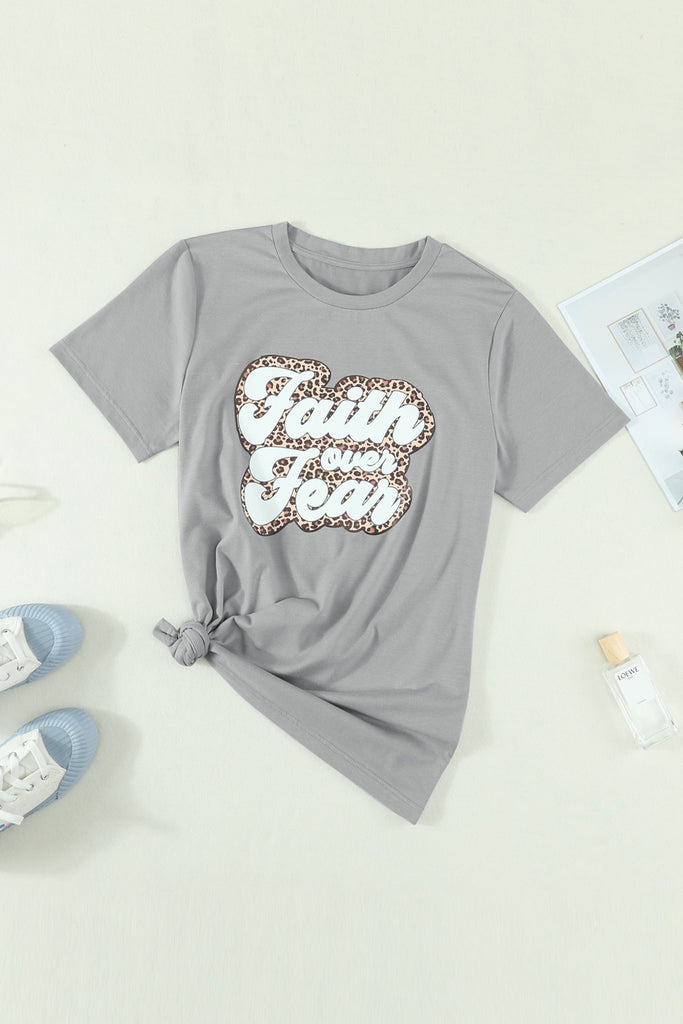 FAITH OVER FEAR Graphic Round Neck Tee - Scarlet Avenue