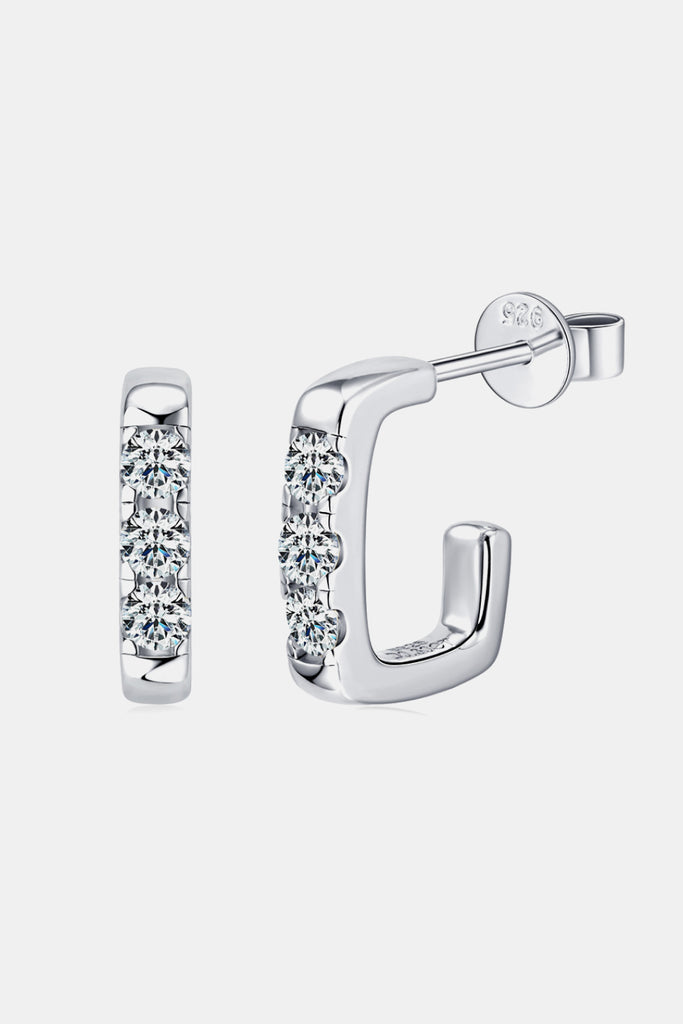 Moissanite 925 Sterling Silver Geometrical Huggie Earrings - Scarlet Avenue