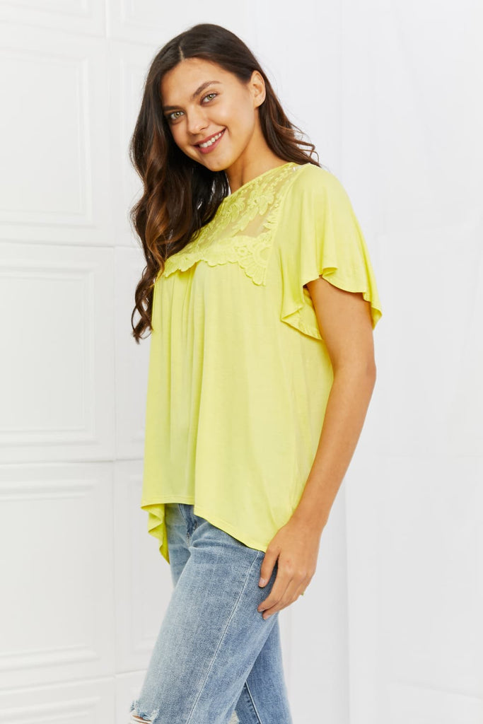 Ready To Go Full Size Lace Embroidered Top in Yellow Mousse - Scarlet Avenue