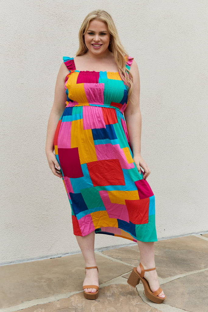 And The Why Multicolored Square Print Summer Dress - Scarlet Avenue