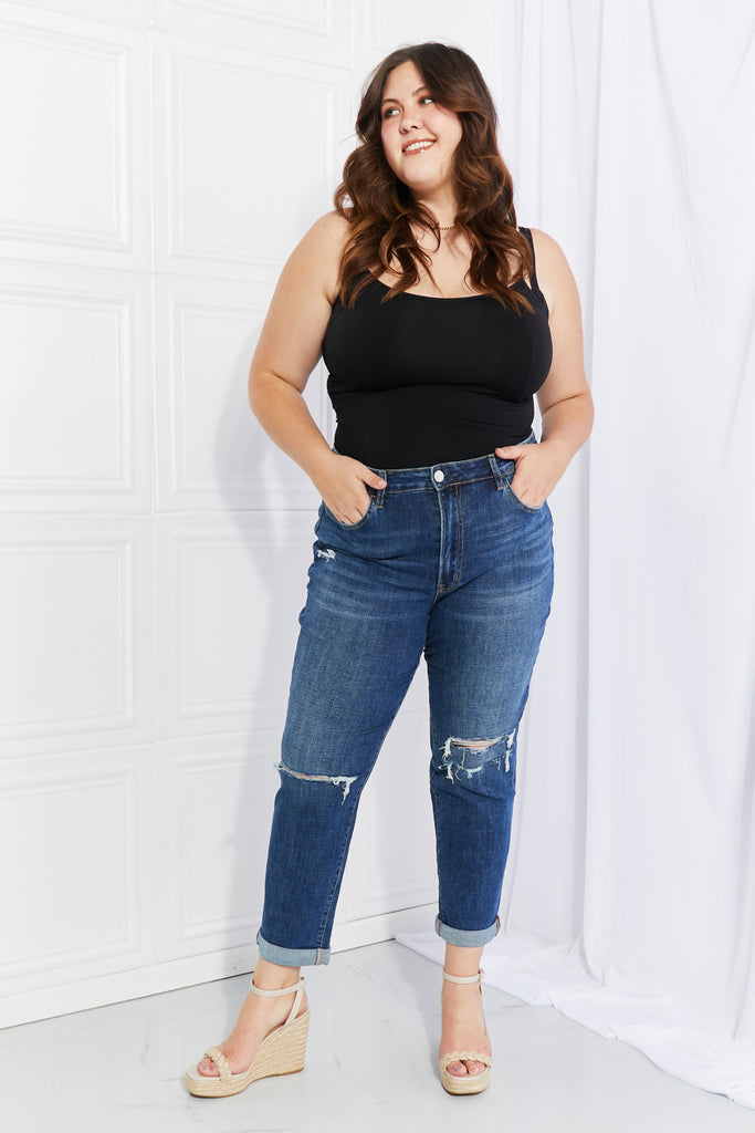 Vervet by Flying Monkey Full Size Distressed Cropped Jeans with Pockets - Scarlet Avenue